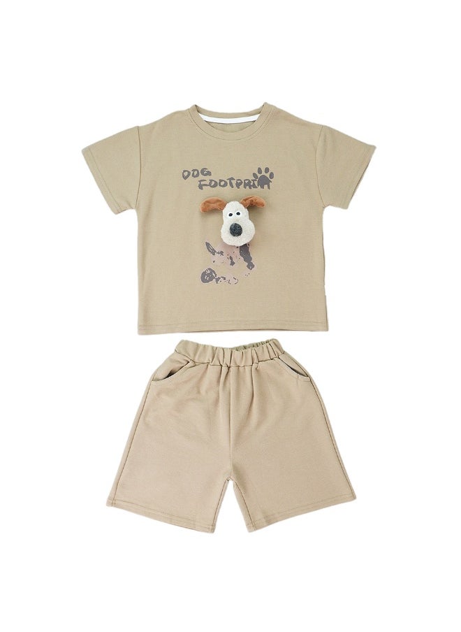 Brown Doggy Paw 2pcs Shorts set for Toddlers and Kids.