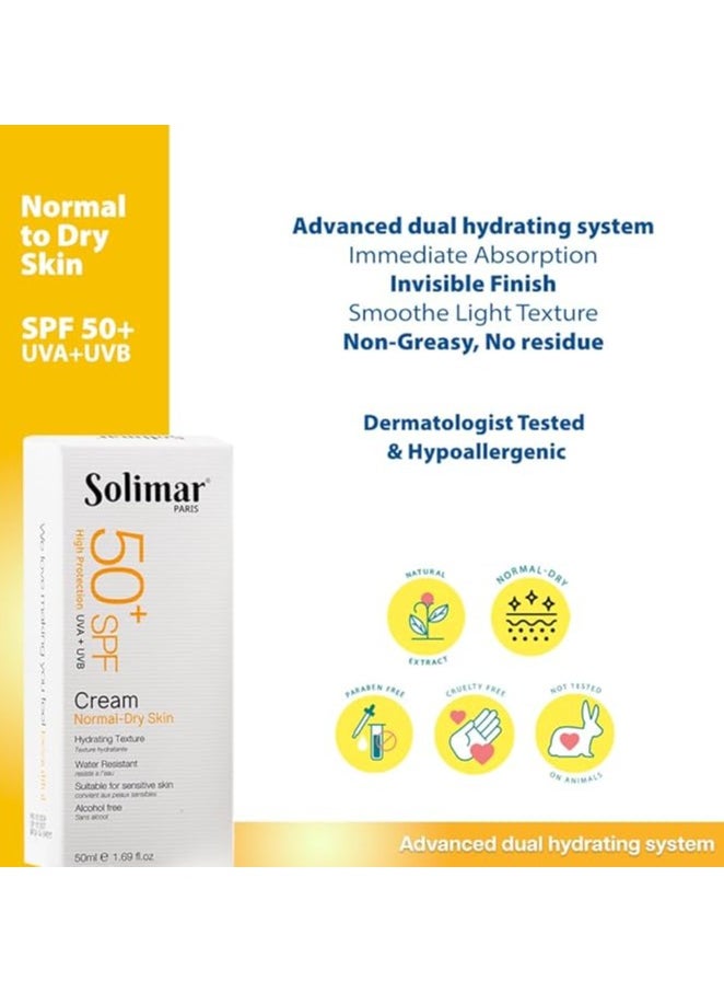 Solimar Paris Sun Block SPF 50+ Cream – Quick Absorption, No White Cast, 50ml