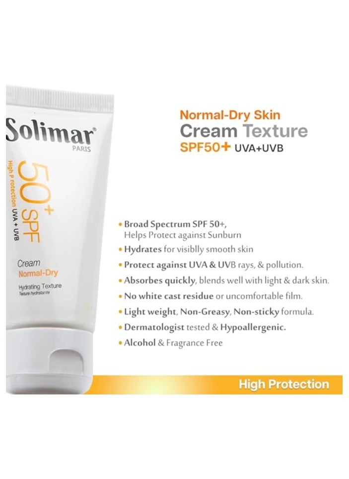 Solimar Paris Sun Block SPF 50+ Cream – Quick Absorption, No White Cast, 50ml