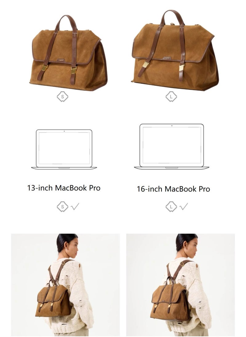 Mountain Walk Series Large Travel Briefcase Vintage Suede Crossbody Backpack (Small Size)