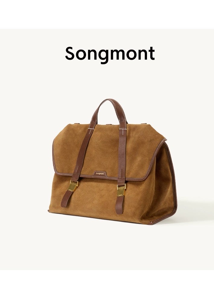 Mountain Walk Series Large Travel Briefcase Vintage Suede Crossbody Backpack (Small Size)