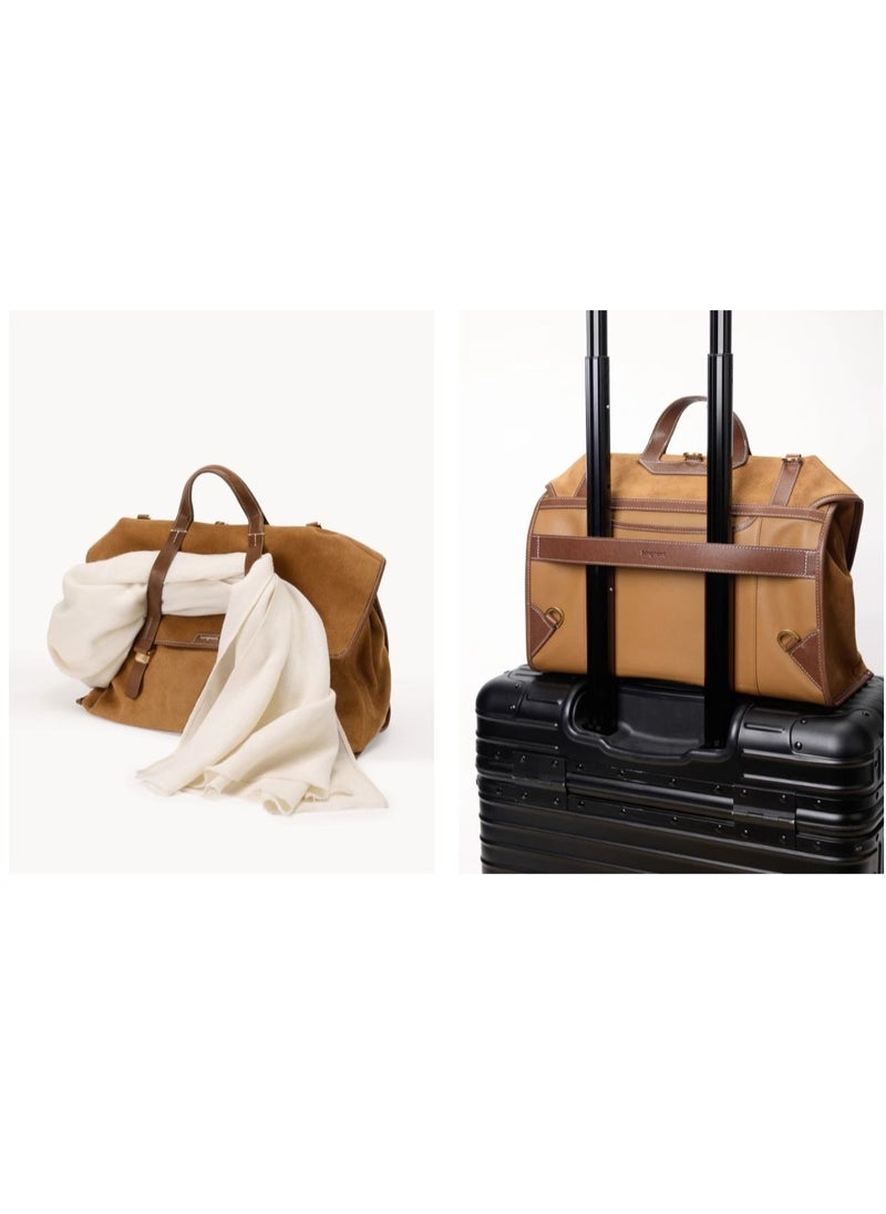Mountain Walk Series Large Travel Briefcase Vintage Suede Crossbody Backpack (Small Size)