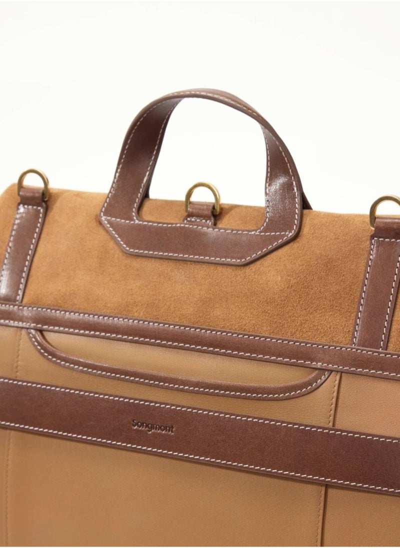Mountain Walk Series Large Travel Briefcase Vintage Suede Crossbody Backpack (Small Size)