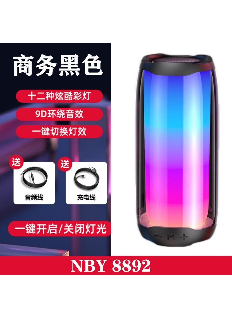 Portable Wireless Bluetooth Speaker Colorful Lights Deep Bass Cannon For Outdoor Use Computer Gifts Black