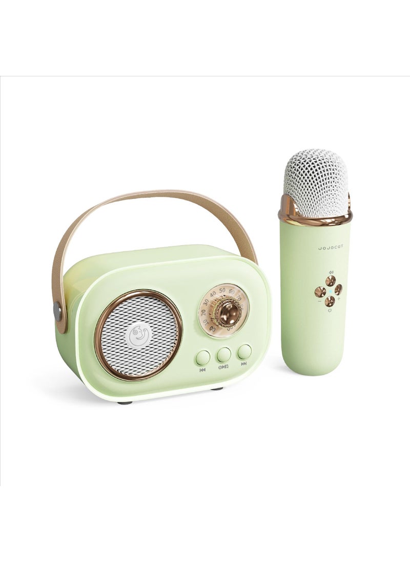 Portable Wireless Microphone Speaker Retro Handheld Bluetooth Female Gift Home K-Song Small Speaker High Quality Sound Output green single wheat