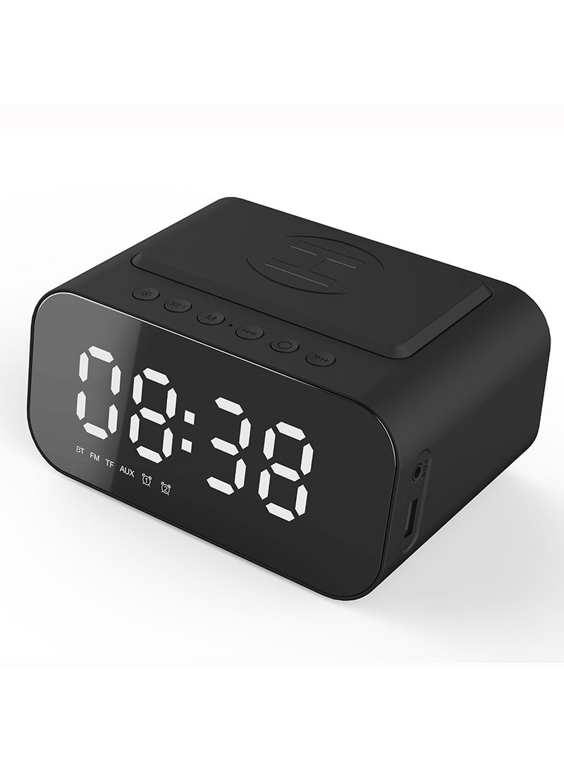 Retro 15W Bluetooth Speaker Wireless Charging LED Clock Bt510 iron black