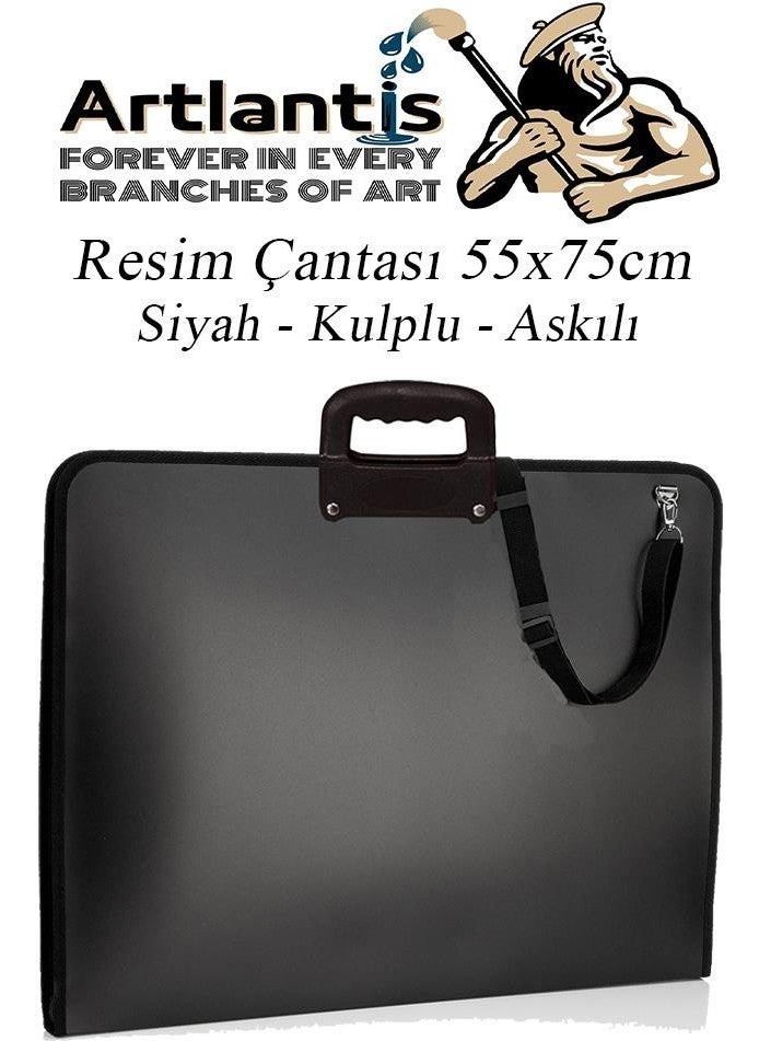 Black Drawing Bag with Zipper Handle 55X75 cm 1 Piece Technical Drawing File Bag 50X70 cm Hanging Project Bag School Classroom