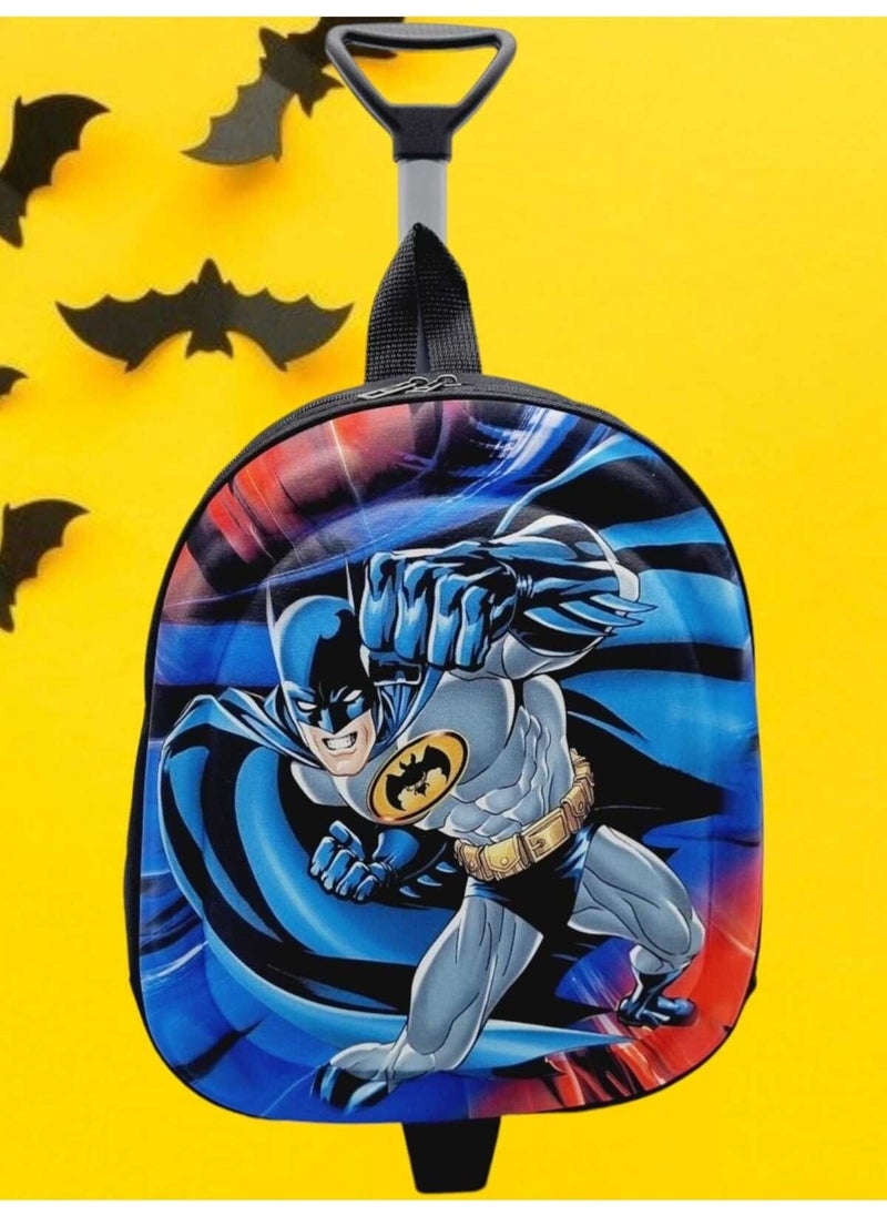 Kindergarten Nursery Bat Man Batman Figured Trolley and Wheeled School Bag and Backpack