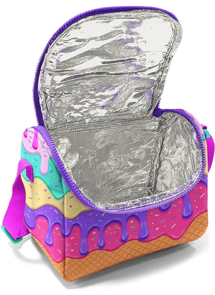Kids Pink Colorful Ice Cream Patterned Trolley 3-Piece School Bag Set SET0123931
