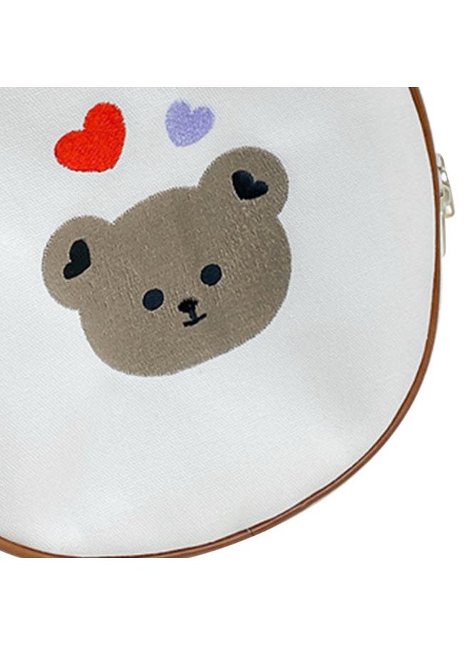 Round Kids Backpack Lightweight Adjustable Strap Cute Print Children Bag with Handle for 3 to 6 Years Old Boys Girls Love Heart Bear One Size