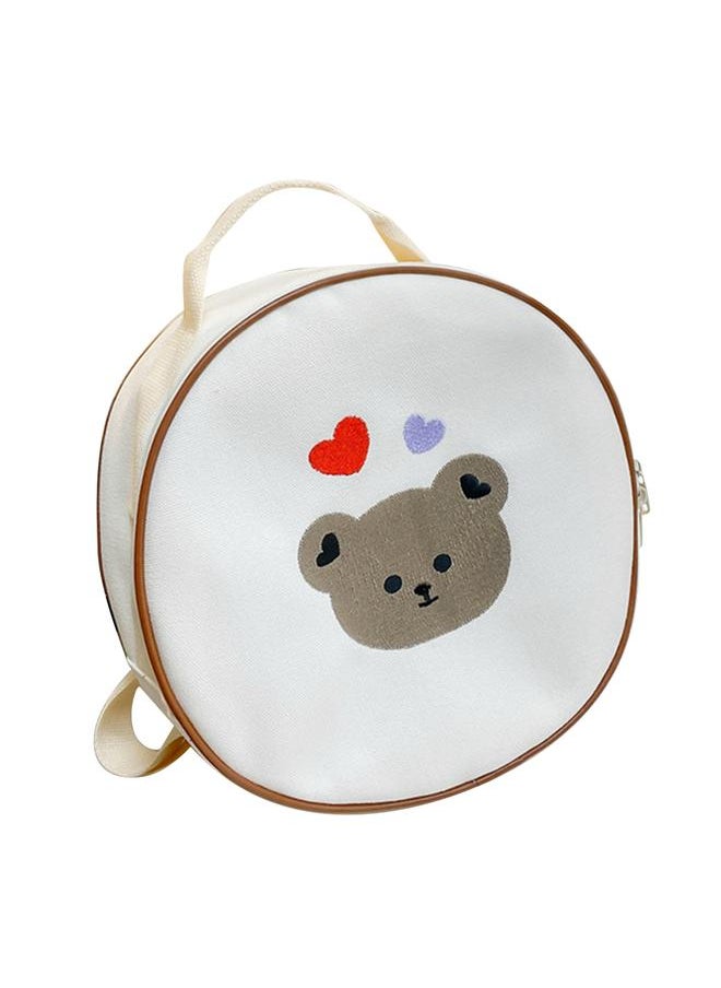 Round Kids Backpack Lightweight Adjustable Strap Cute Print Children Bag with Handle for 3 to 6 Years Old Boys Girls Love Heart Bear One Size