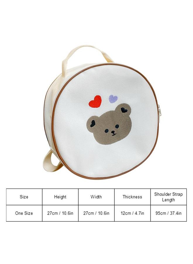 Round Kids Backpack Lightweight Adjustable Strap Cute Print Children Bag with Handle for 3 to 6 Years Old Boys Girls Love Heart Bear One Size