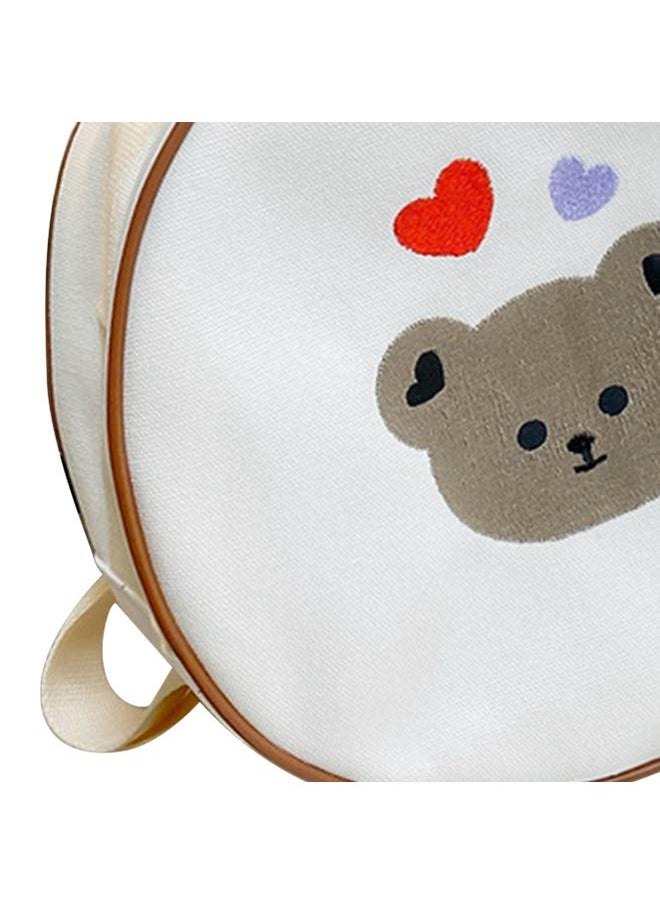 Round Kids Backpack Lightweight Adjustable Strap Cute Print Children Bag with Handle for 3 to 6 Years Old Boys Girls Love Heart Bear One Size