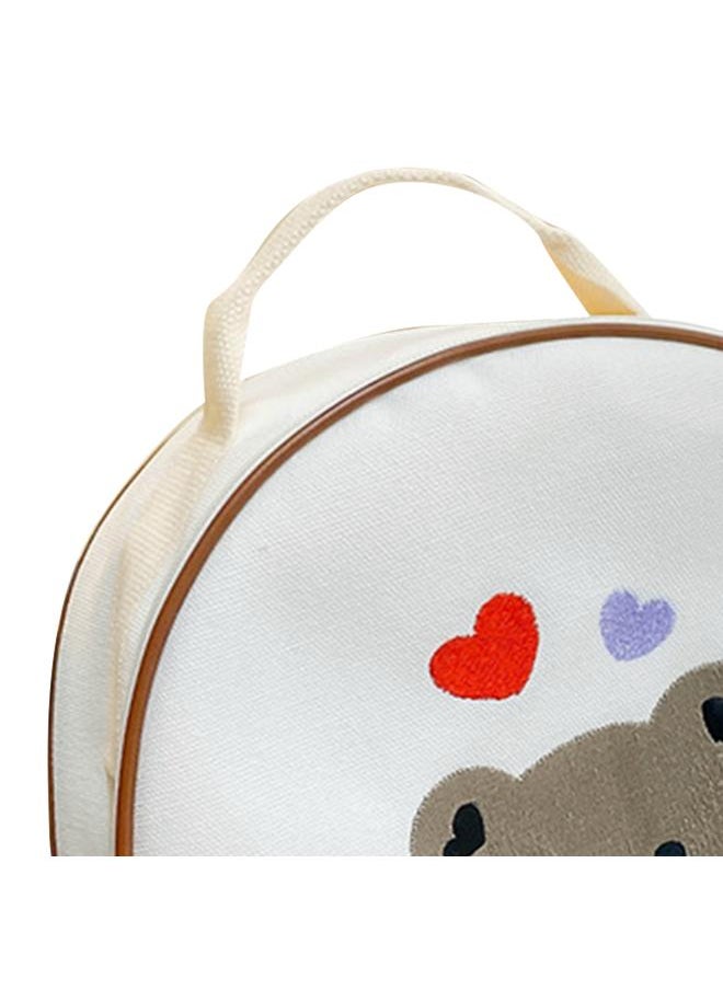 Round Kids Backpack Lightweight Adjustable Strap Cute Print Children Bag with Handle for 3 to 6 Years Old Boys Girls Love Heart Bear One Size