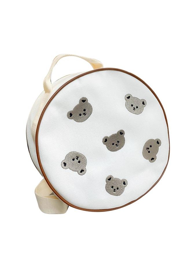 Round Kids Backpack Lightweight Adjustable Strap Cute Print Children Bag with Handle for 3 to 6 Years Old Boys Girls Gray Bear One Size