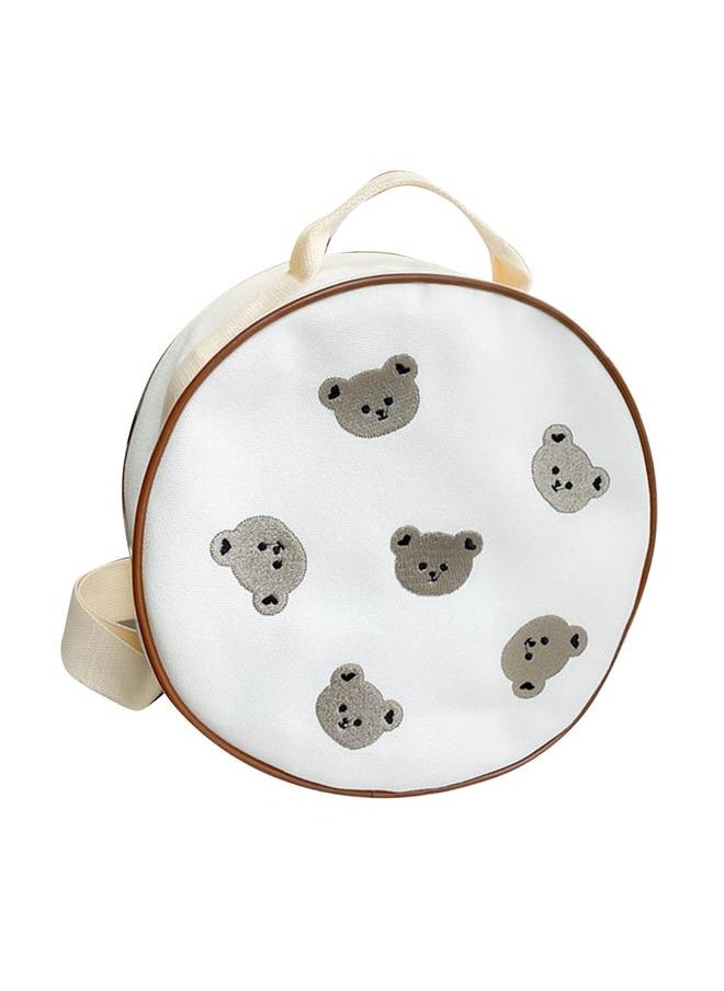 Round Kids Backpack Lightweight Adjustable Strap Cute Print Children Bag with Handle for 3 to 6 Years Old Boys Girls Gray Bear One Size