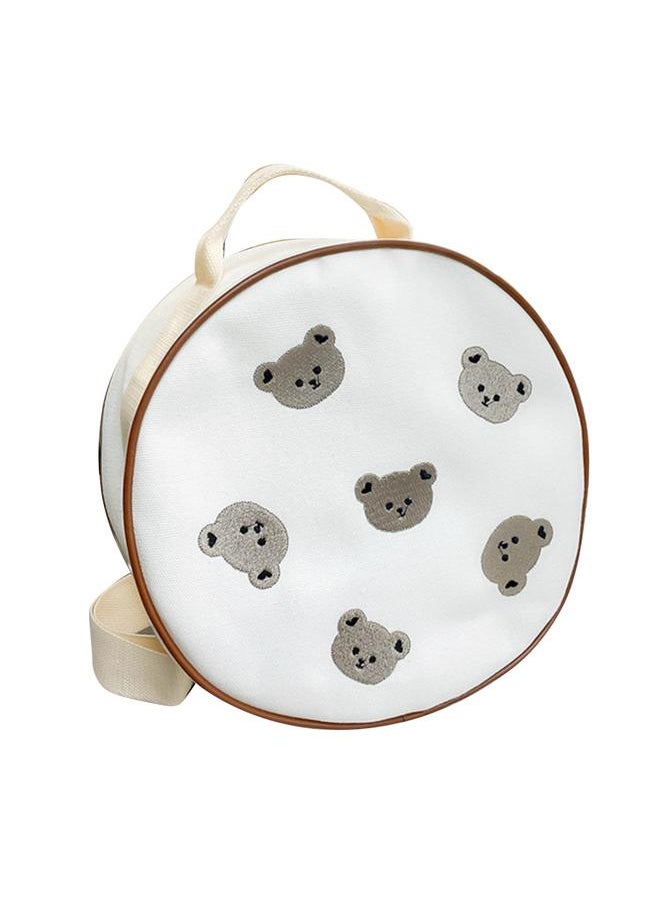 Round Kids Backpack Lightweight Adjustable Strap Cute Print Children Bag with Handle for 3 to 6 Years Old Boys Girls Gray Bear One Size