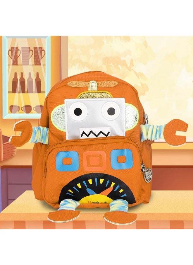 Cartoon Robot Pattern Kids Anti lost Backpack Schoolbag with Safety Harness (Orange)