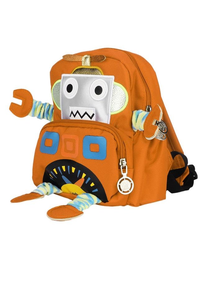 Cartoon Robot Pattern Kids Anti lost Backpack Schoolbag with Safety Harness (Orange)