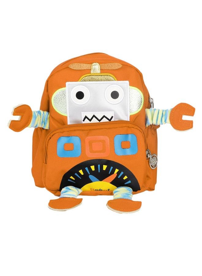 Cartoon Robot Pattern Kids Anti lost Backpack Schoolbag with Safety Harness (Orange)