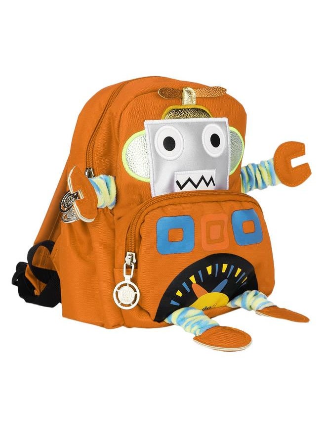 Cartoon Robot Pattern Kids Anti lost Backpack Schoolbag with Safety Harness (Orange)