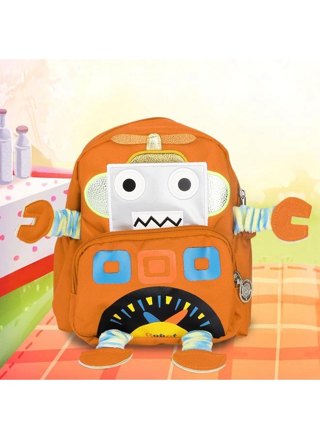 Cartoon Robot Pattern Kids Anti lost Backpack Schoolbag with Safety Harness (Orange)