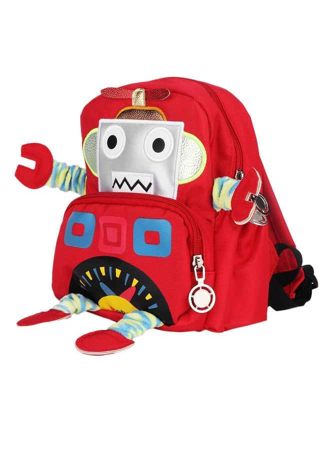 Cartoon Robot Pattern Kids Anti lost Backpack Schoolbag with Safety Harness (Red)