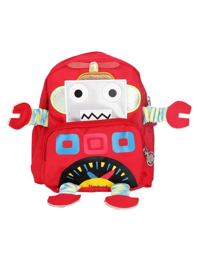 Cartoon Robot Pattern Kids Anti lost Backpack Schoolbag with Safety Harness (Red)