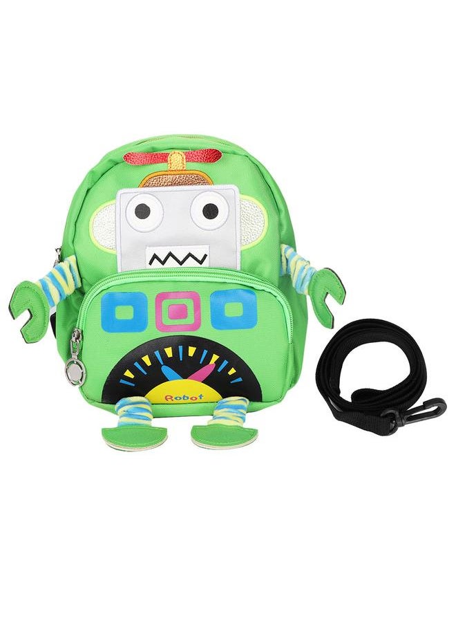 Cartoon Robot Pattern Kids Anti lost Backpack Schoolbag with Safety Harness (Green)