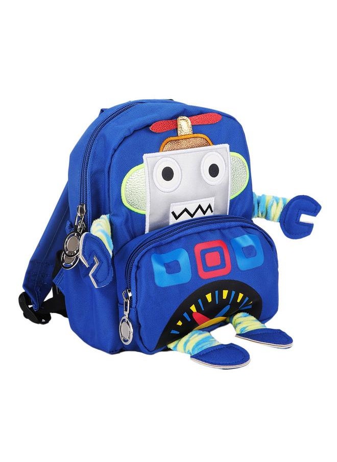 Cartoon Robot Pattern Kids Anti lost Backpack Schoolbag with Safety Harness (Blue)