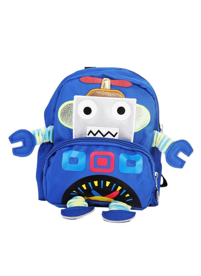 Cartoon Robot Pattern Kids Anti lost Backpack Schoolbag with Safety Harness (Blue)