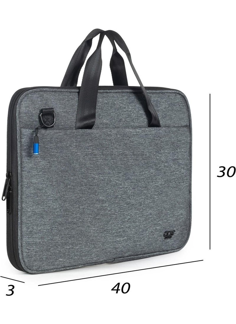 Necati Bag Macbook Organizer Laptop Briefcase 15.6 & 16 Inch Gray
