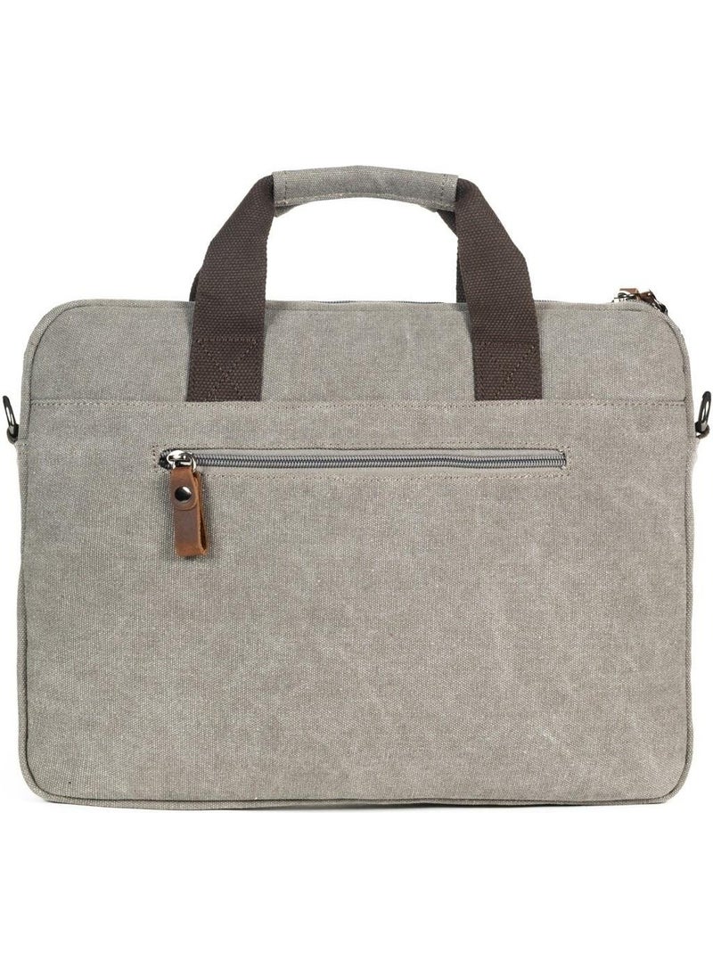 Necati Bag 15.6 Inch Thin Canvas Multi Compartment Laptop Briefcase Gray