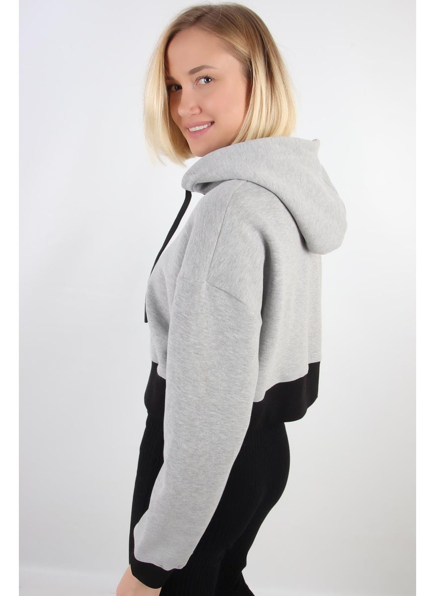 Hooded Raised Crop Cardigan (B23-31303)