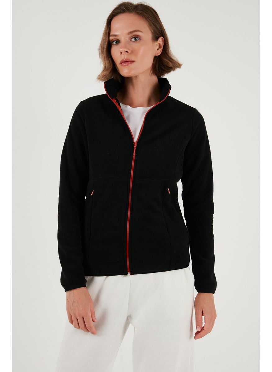 Slim Fit Zippered Polar Fleece Cardigan Women's Cardigan 5907012