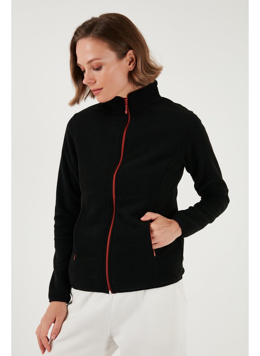 Slim Fit Zippered Polar Fleece Cardigan Women's Cardigan 5907012