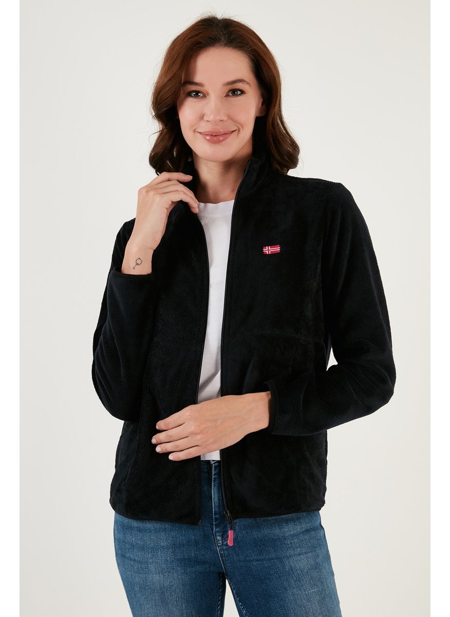 Slim Fit Anti-Pilling Non-Pilling Soft Textured Zippered Fleece Cardigan Women's Cardigan 5907017