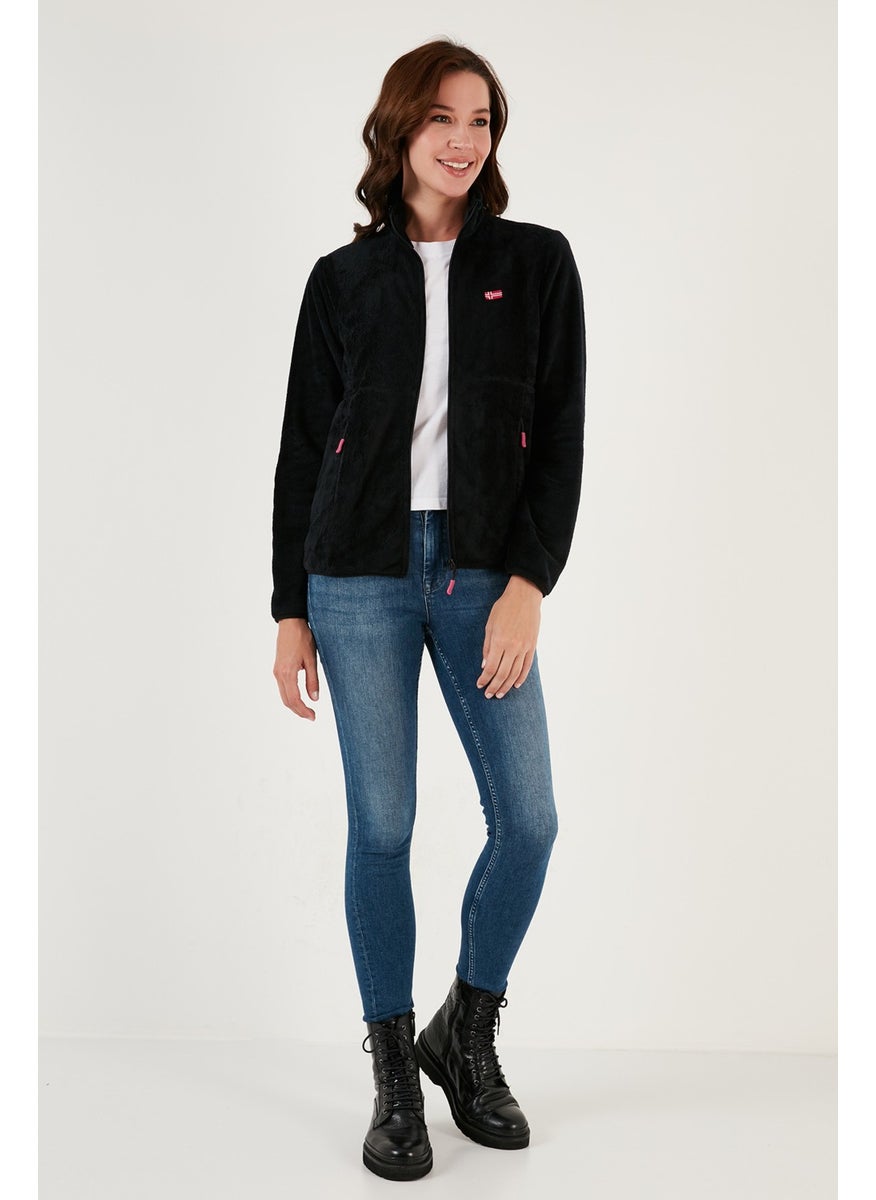 Slim Fit Anti-Pilling Non-Pilling Soft Textured Zippered Fleece Cardigan Women's Cardigan 5907017