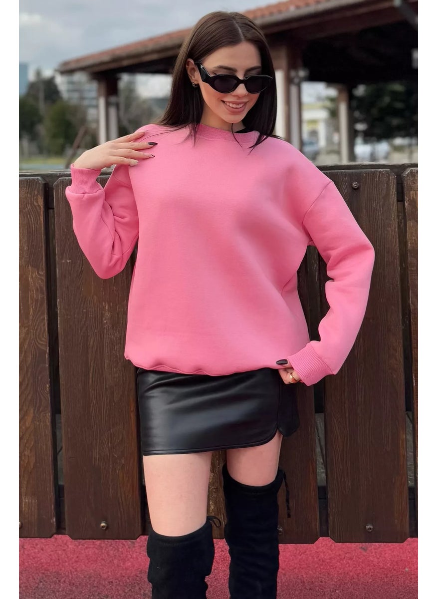 Women's Three Thread Raised Crew Neck Sweatshirt