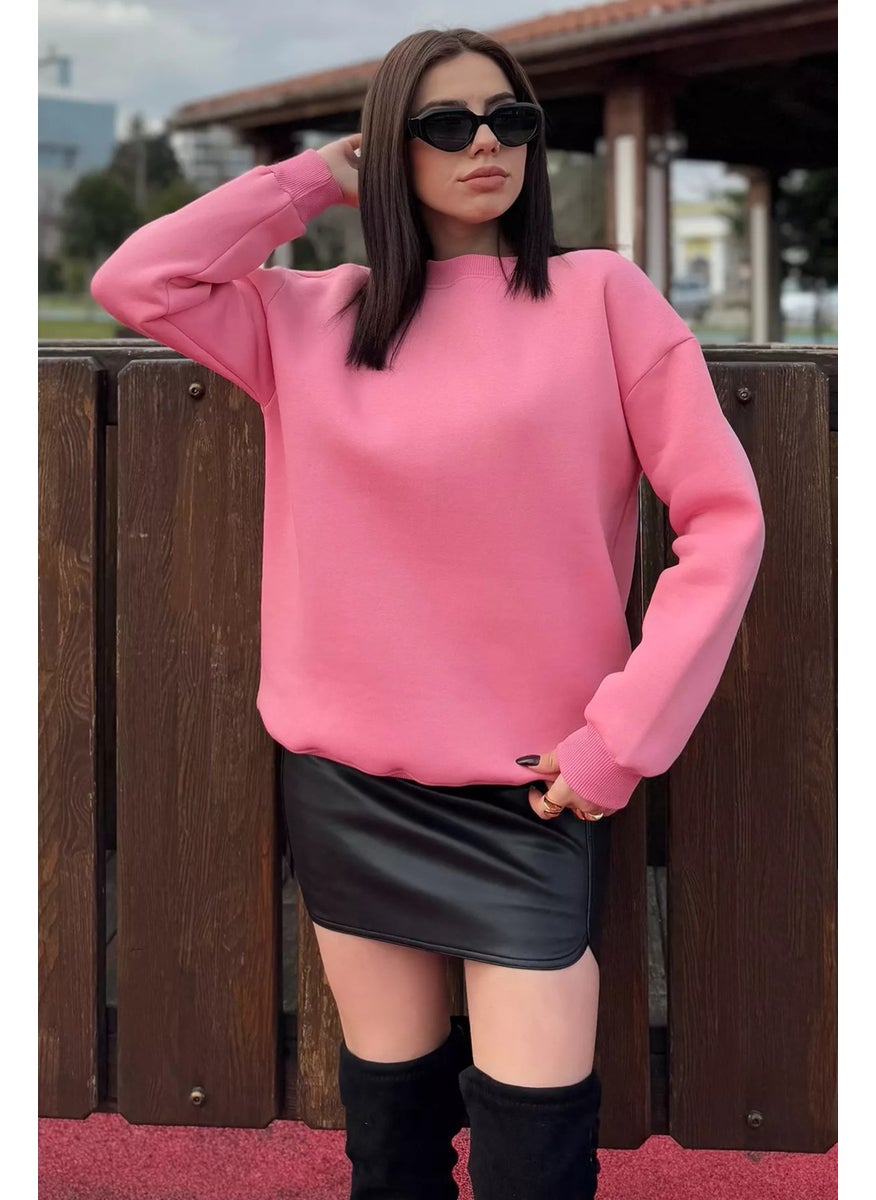 Women's Three Thread Raised Crew Neck Sweatshirt