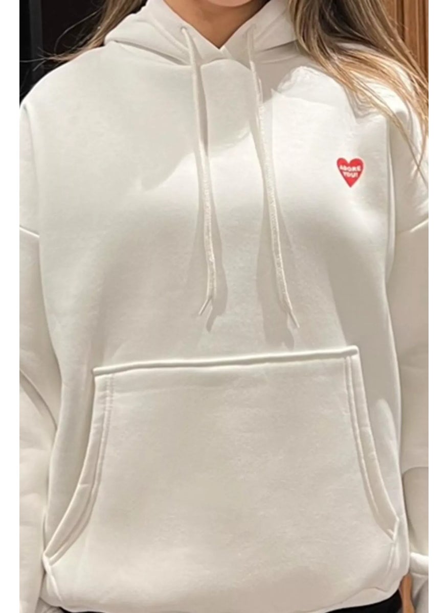 Rose Printed Kangaroo Pocket Women's Sweatshirt