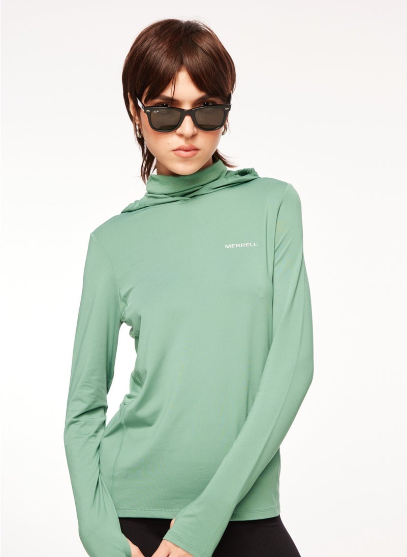 Green Women's Hooded Collar Sweatshirt M23TOTALTOTAL