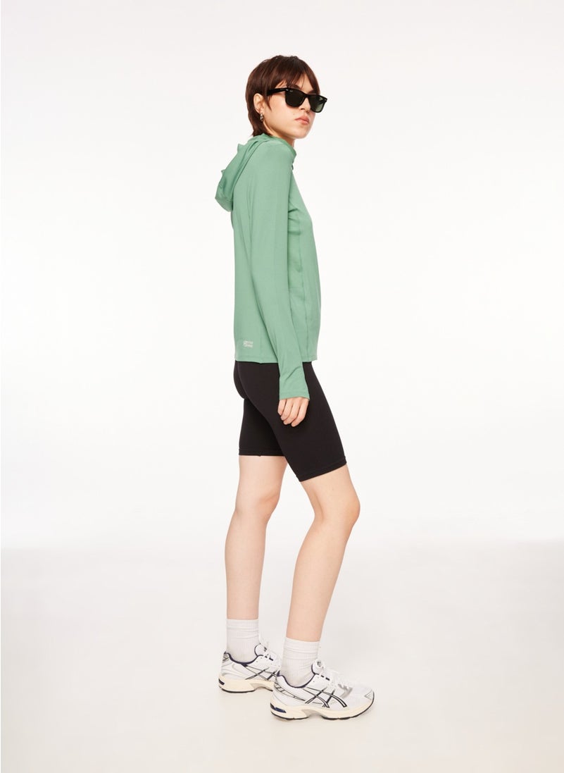 Green Women's Hooded Collar Sweatshirt M23TOTALTOTAL