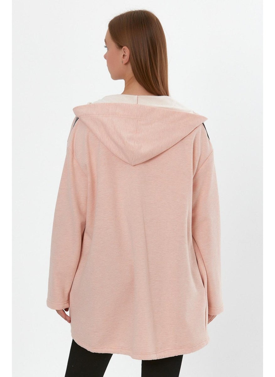 Hooded Long Cardigan with Shoulder Detail (B22-30305)