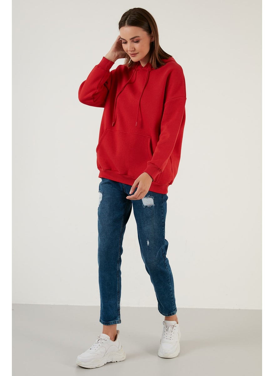 Regular Fit Cotton Hooded Collar Rose Winter Sweat Women's SWEAT 5863854
