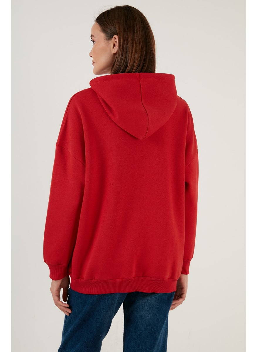 Regular Fit Cotton Hooded Collar Rose Winter Sweat Women's SWEAT 5863854