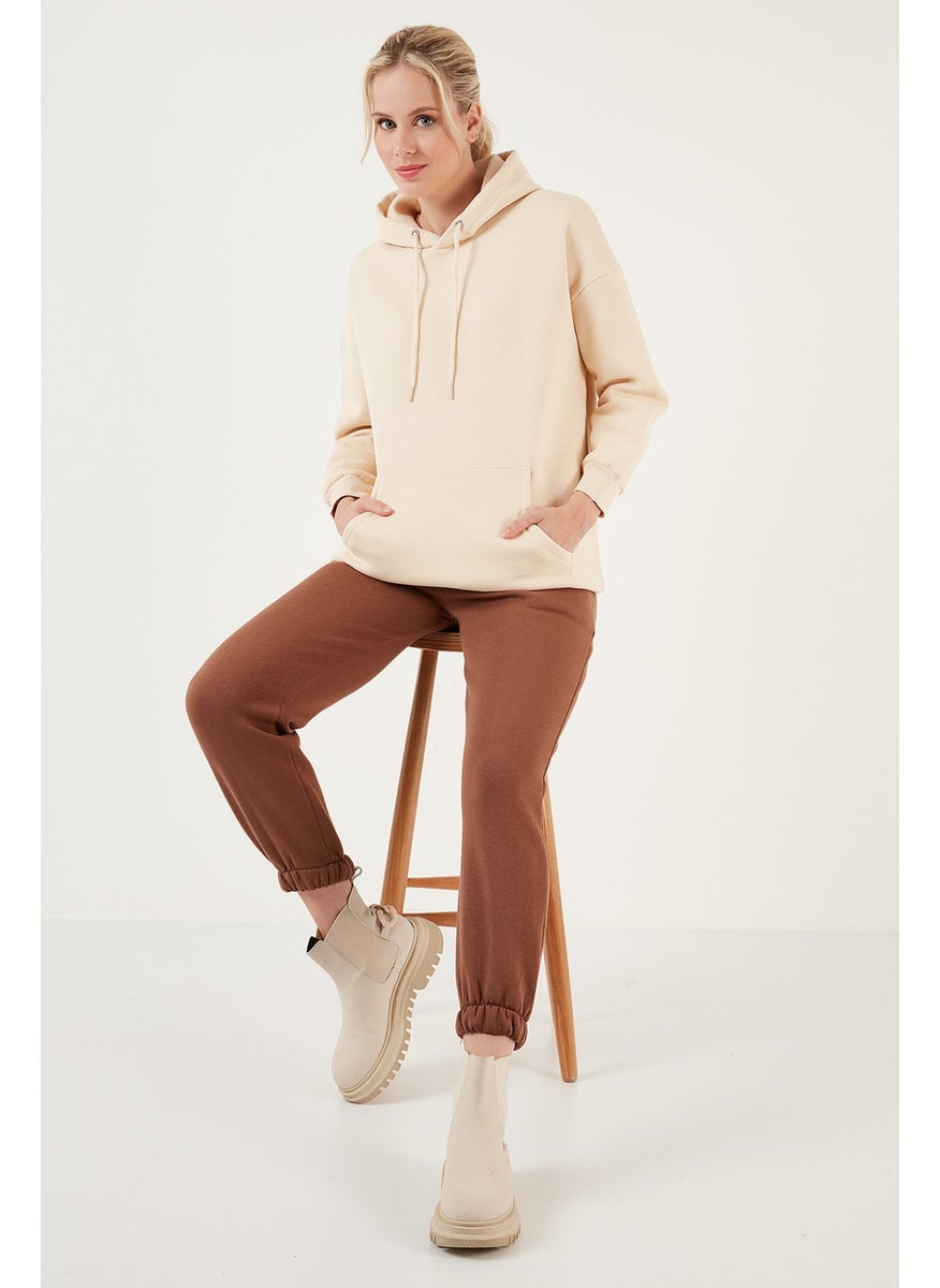 Regular Fit Cotton Hooded Collar Rose Winter Sweat Women's SWEAT 5863854