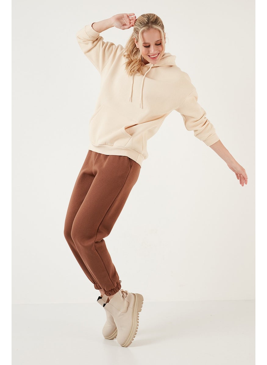 Regular Fit Cotton Hooded Collar Rose Winter Sweat Women's SWEAT 5863854