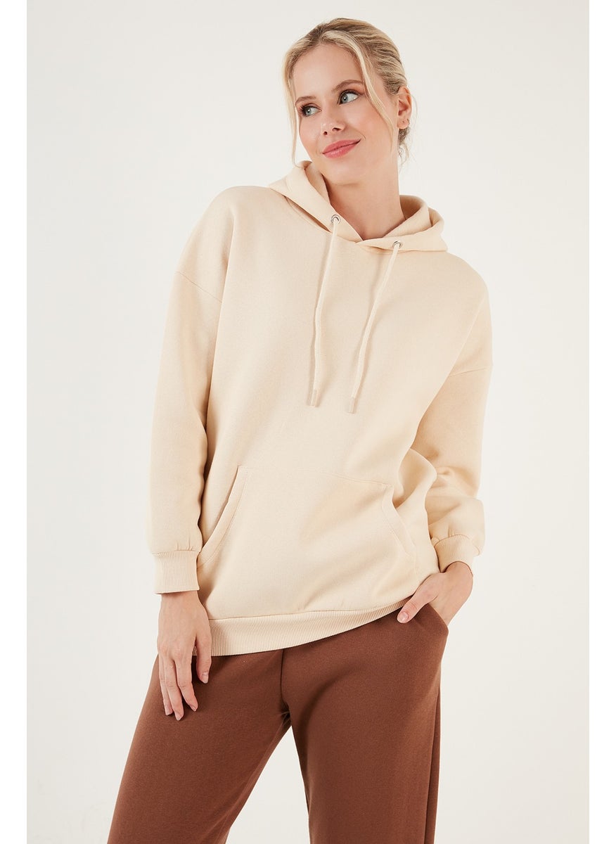 Regular Fit Cotton Hooded Collar Rose Winter Sweat Women's SWEAT 5863854