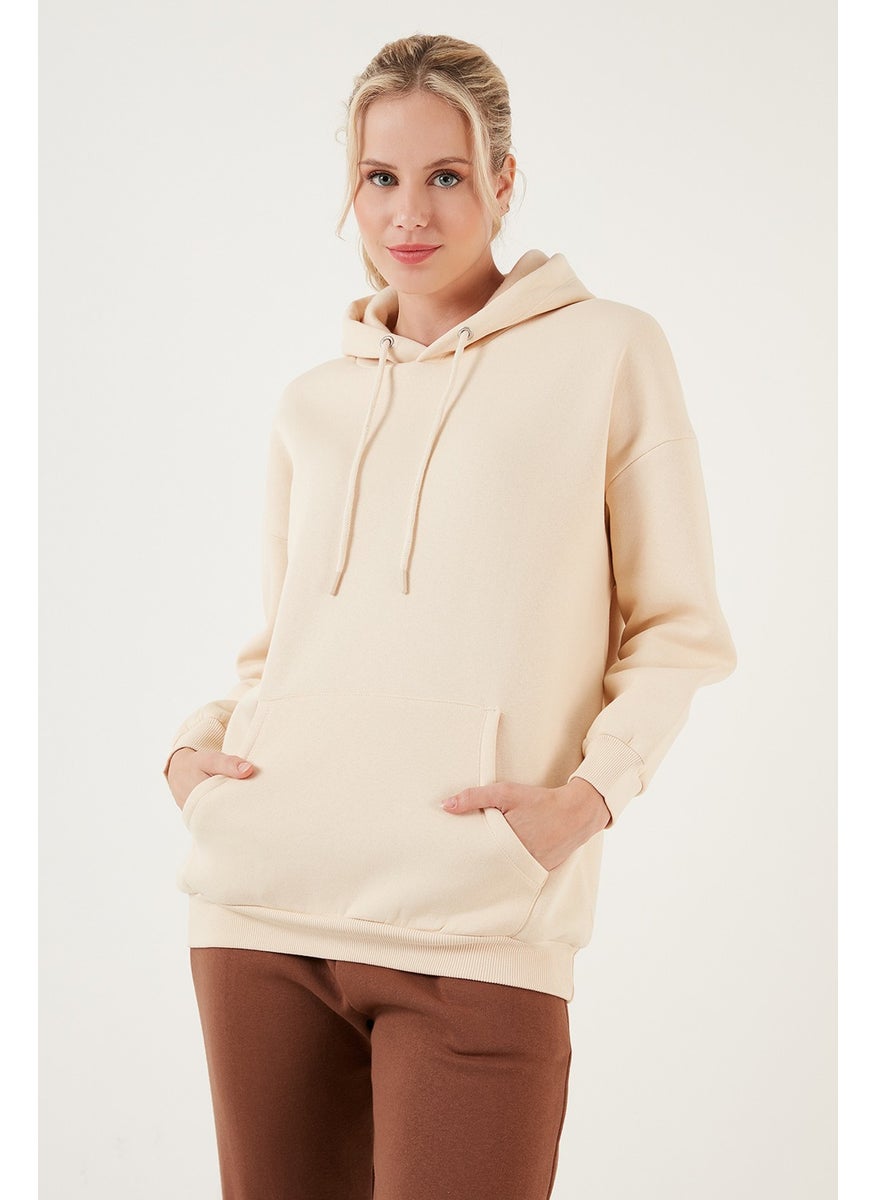 Regular Fit Cotton Hooded Collar Rose Winter Sweat Women's SWEAT 5863854